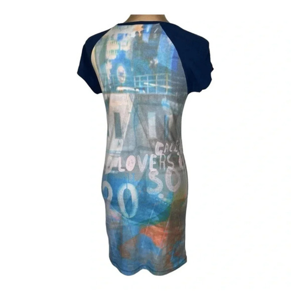 URBAN OUTFITTERS Short Sleeve Photo Print Raglan Mini Dress Medium - Picture 4 of 9
